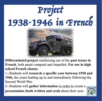 Preview of French Writing Project: Projet d'histoire 1938-1946 