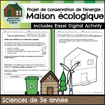 Preview of Projet de maison écologique (Grade 5 Ontario FRENCH Science)