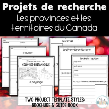 Preview of Projets de recherche: Le Canada (French Canada research project templates)