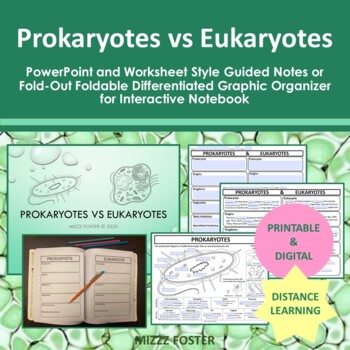 Preview of Prokaryotes vs Eukaryotes Cells PowerPoint and Guided Notes (Digital and Print)