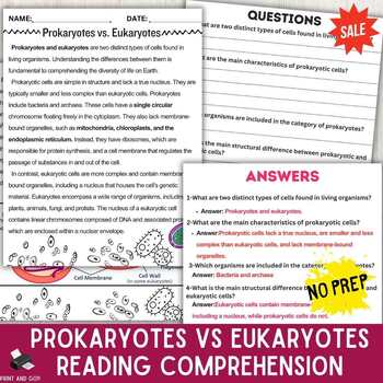 Preview of Prokaryotes vs. Eukaryotes Reading Passage | Biology Unit