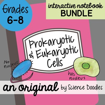 Preview of Prokaryotic & Eukaryotic Cells Interactive Notebook Doodle BUNDLE - Science Note
