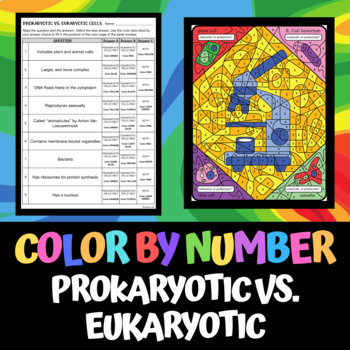 Preview of Prokaryotic vs. Eukaryotic Cells - Color by Number