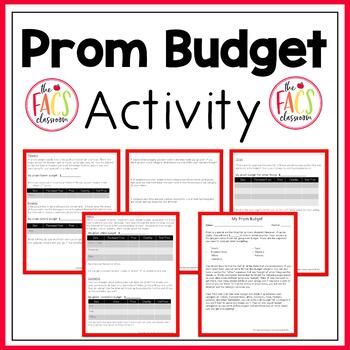 Preview of Life Skills Budgeting Worksheets for Prom Shopping | Financial Literacy | FCS