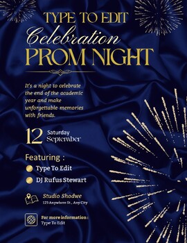 Preview of Prom Night Party Celebration (4) Flyers - Customize your Flyer -Ready to Edit!