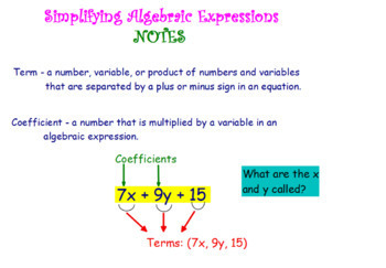 Preview of Promethean Flipchart on Simplifying expressions and combining like terms