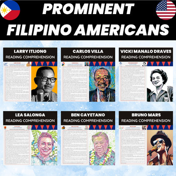 Preview of Prominent Filipino Americans History Heritage Reading Comprehension Bundle