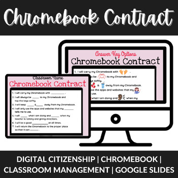 Preview of Promote Digital Citizenship with Chromebook Contracts *Editable Google Slides
