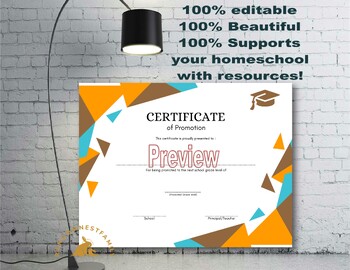 Preview of Promotion Certificate| Advancement Award | White With Color Shapes