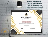 Promotion Certificate| Advancement Award | White with blk & gold