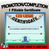 Promotion Certificate - Sixth Grade