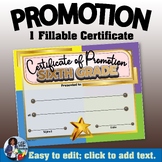 Promotion Certificate Sixth Grade