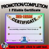 Promotion Certificate - Third Grade