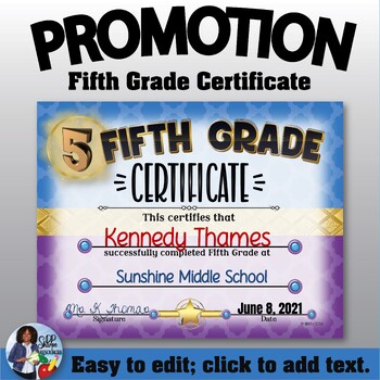Preview of Promotion Certificate: Fifth Grade