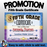 Promotion Certificate: Fifth Grade