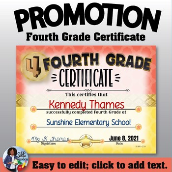 Preview of Promotion Certificate: Fourth Grade