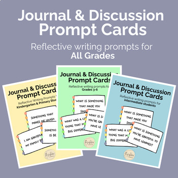 Preview of Prompt Task Cards BUNDLE: Gratitude, Journaling & Discussion Starters All Grades