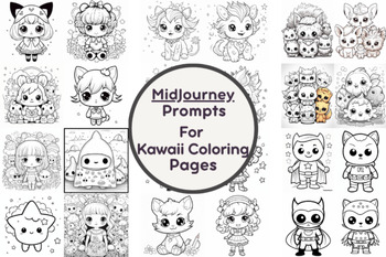 Preview of Prompt for Kawaii Coloring Pages