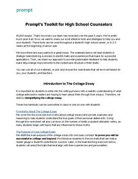 Preview of Prompt's Toolkit for High School Counselors