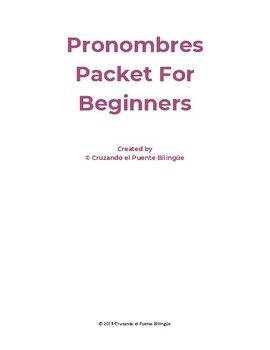 Preview of Pronombres Packet For Beginners, by Cruzando el Puente Bilingue