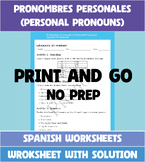 Pronombres Personales Spanish Worksheets - Hispanic Herita