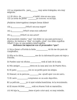 Pronombres relativos (Relative pronouns) que, quien, quienes by Maria ...