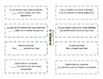 Pronoms personnels - cartes de révision by Les ressources LAPPRENTISSAGE