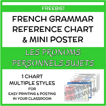 Preview of Pronoms personnels sujets (French Subject Pronouns) - French Grammar Chart