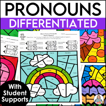 Preview of Parts of Speech Worksheets & Coloring Pages for Pronouns Worksheets Activities