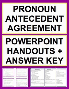 Preview of Pronoun Antecedent Agreement Worksheets, PPT & Key | Printable & Digital