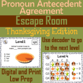 Pronoun Antecedent Agreement Activity: Thanksgiving Escape