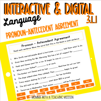 Preview of Pronoun-Antecedent Agreement Distance Learning Slides Google Drive Classroom