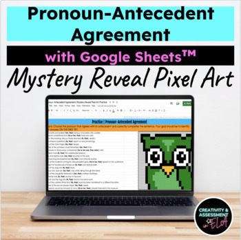 Preview of Pronoun-Antecedent Agreement ELA Mystery Reveal Pixel Art Practice Puzzle