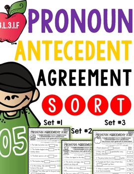 Preview of Pronoun Antecedent Agreement Sort Worksheets Distance Learning