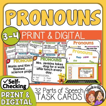 Preview of Pronouns Antecedent Agreement Task Cards | Print & Digital | Anchor Charts