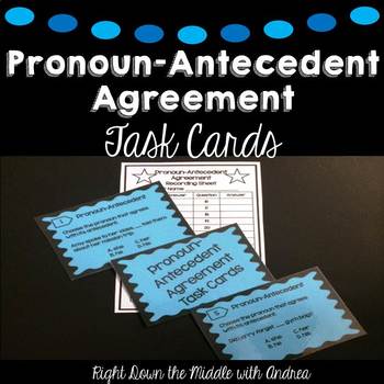 Preview of Pronoun-Antecedent Agreement Task Cards