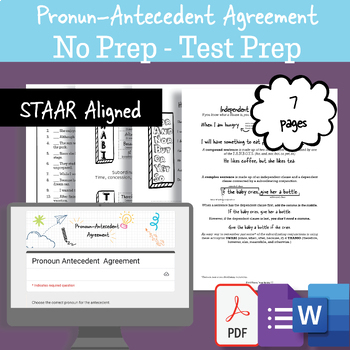 Preview of Pronoun-Antecedent: ELA Editing/Revising/Grammar Practice/Test Prep