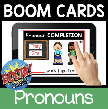 Preview of Pronoun Boom Cards - Parts of Speech and Grammar Mean Length Sentence Completion