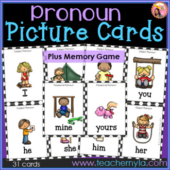 Preview of Pronoun Flash Cards - Illustrated