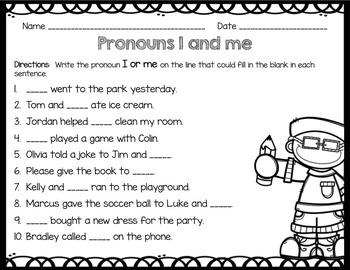 pronoun i and me scoot worksheets quiz by jessica annand tpt