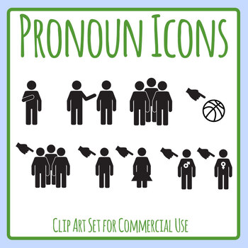 Pronoun Icons - He She They It etc Clip Art Set Commercial use | TPT
