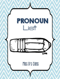 Pronoun List