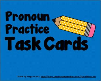 Pronoun Task Cards by Pencils Books and Curls