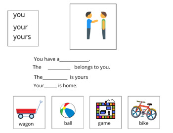 Preview of Pronoun Practice you/yours/your