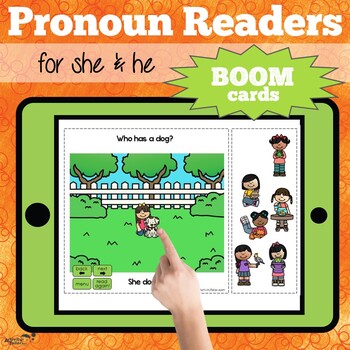 Preview of Personal Pronouns Speech Therapy Readers | Pronouns He She They | Boom cards