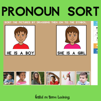 Preview of Pronoun Sort | Label Boy or Girl | He She | Distance Learning | Digital Cards