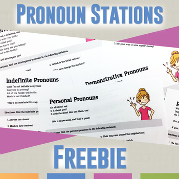 Preview of Pronoun Stations - Pronoun Activity - Types of Pronouns FREEBIE
