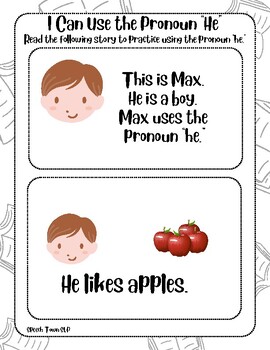 Preview of Pronoun Story and Practice for "He"