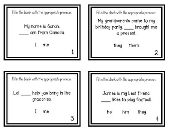 Pronoun Task Cards by Pencils Books and Curls
