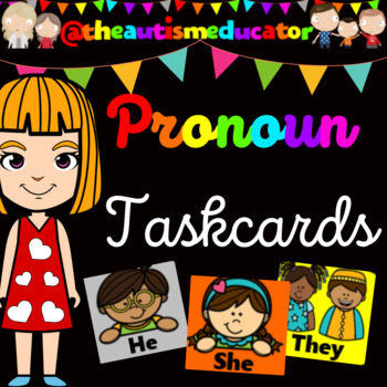 Preview of Pronoun Task Cards Autism Special Education